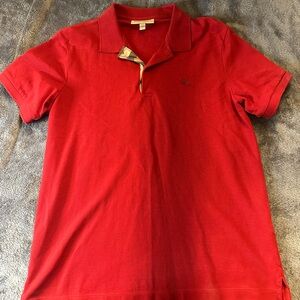 Red Burberry Collar shirt 
Large